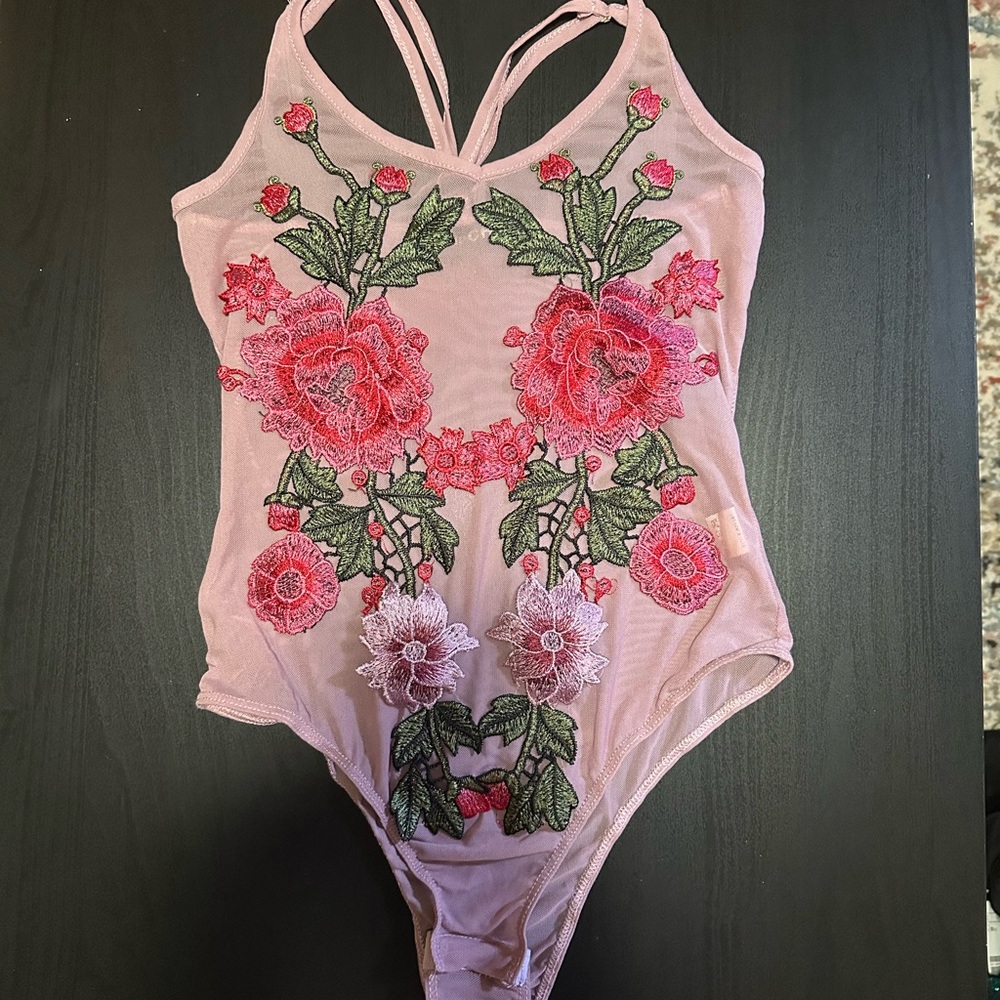 Floral Embroidered Womens bodysuit